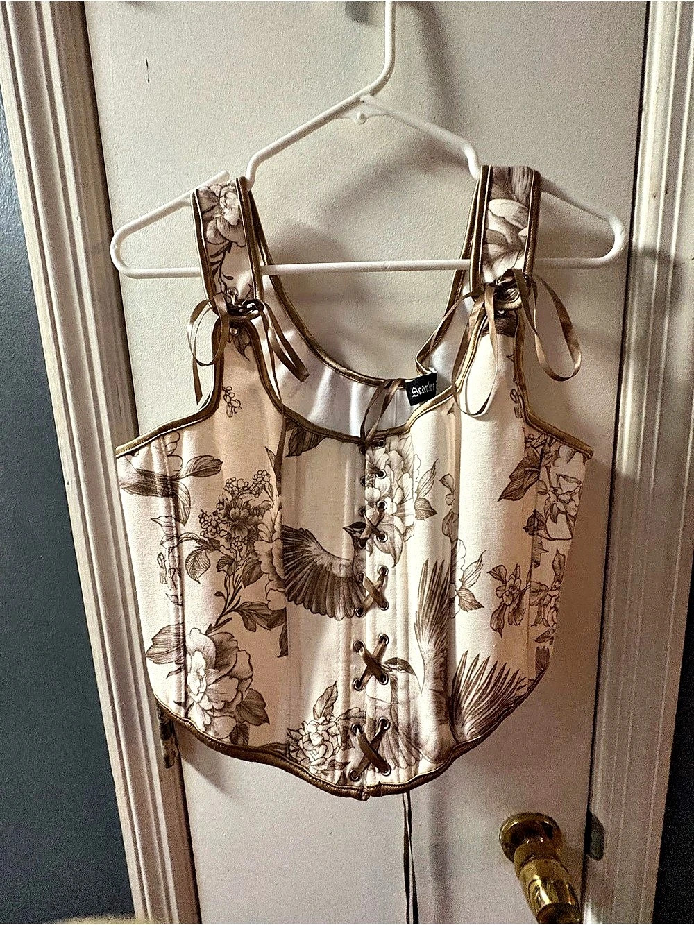 Scarlet darkness Lace-Up Corset Top Cream Size 16 Like New